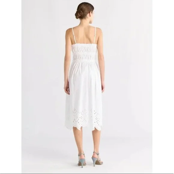 Free Assembly Women's Plus‎ Sleeveless Cotton Midi Dress with Bow Front White XS - Picture 2 of 8